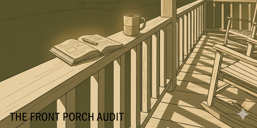 The Front Porch Audit banner emphasizing accountability, order, and disciplined reflection