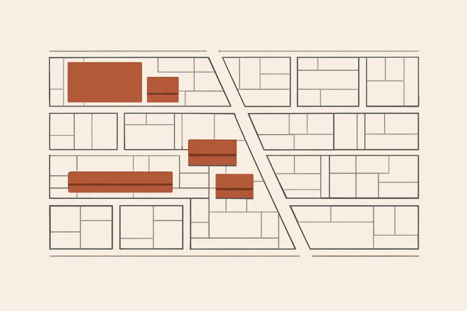 Minimalist blueprint city grid illustrating civic budgeting priorities through reinforced and underfunded allocation zones.