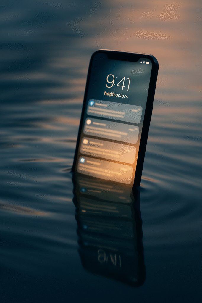 Reflected smartphone screen in soft light, representing how media headlines distort original meaning.