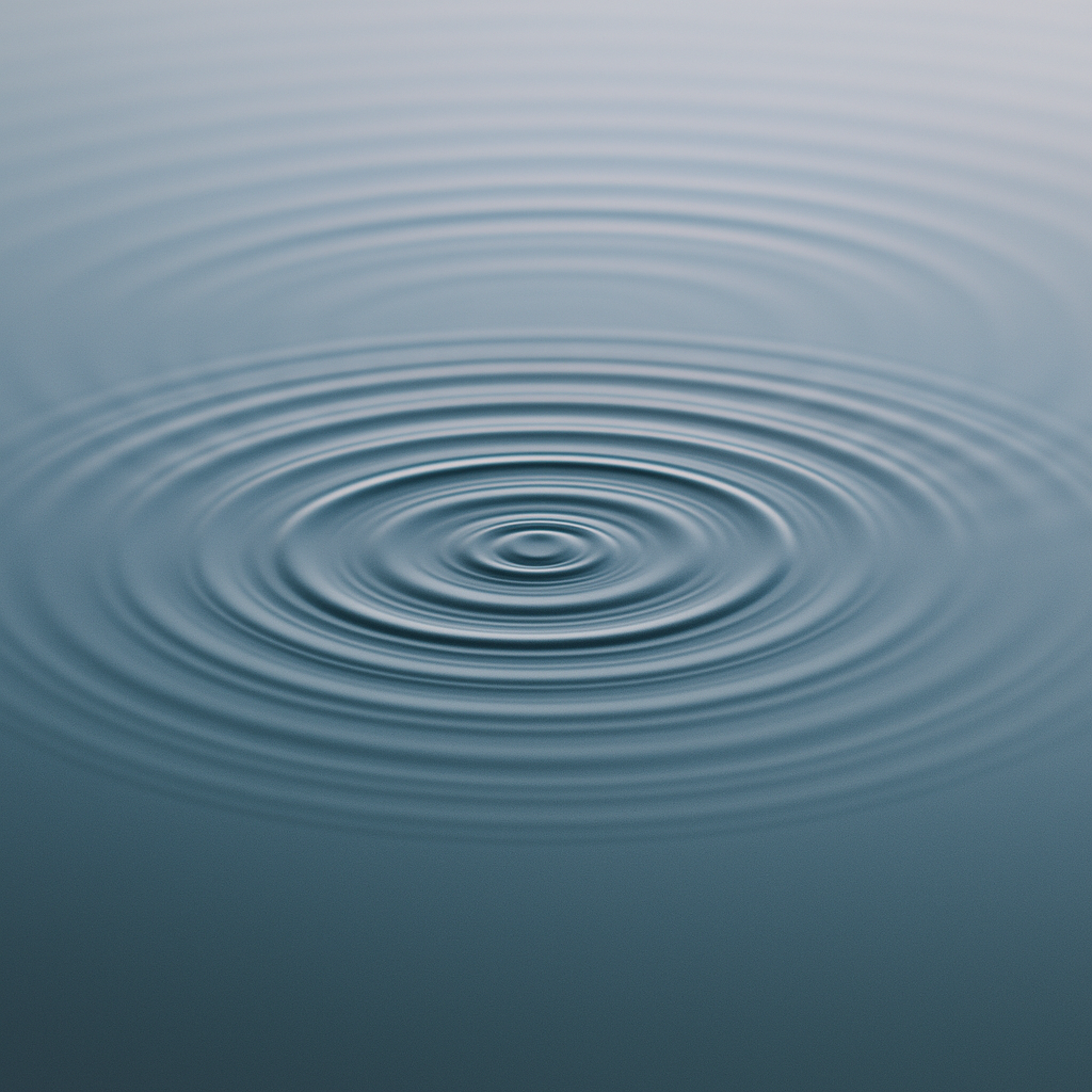 Concentric ripples in calm water showing balance and cause-and-effect.