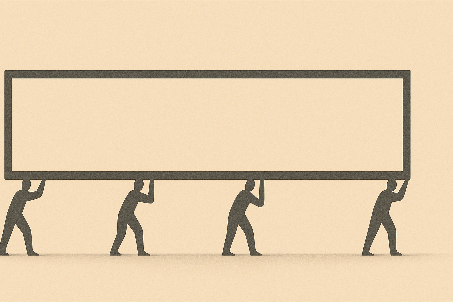 Wide minimalist illustration summarizing the Accountability Framework with a structural frame supported by four silhouettes.