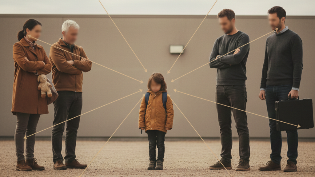 Custody as control illustration showing balance and tension between two households