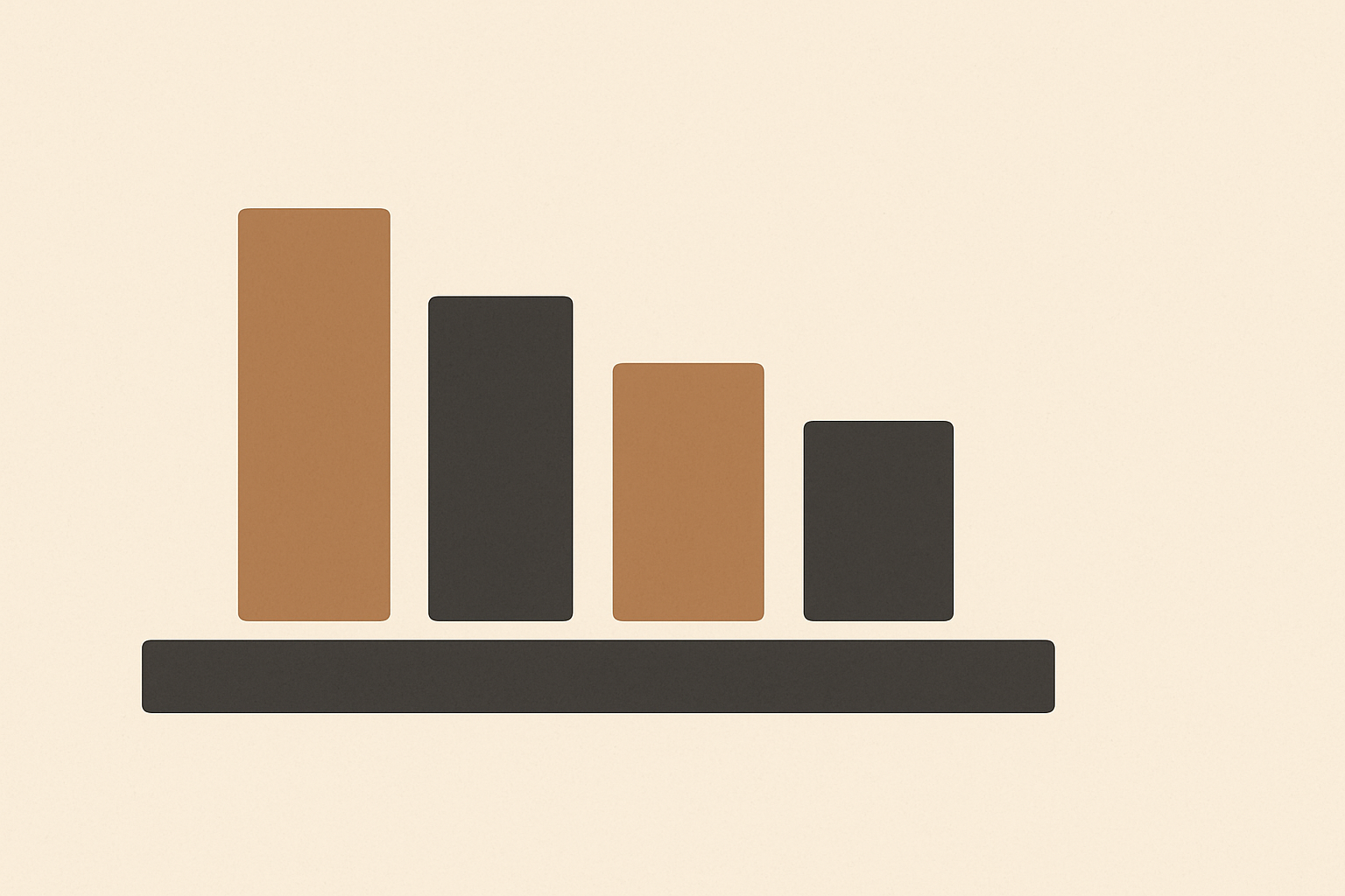 Minimalist banner with four simple rectangular blocks resting on a shared foundation bar against a warm sand background, symbolizing steady household routines and predictable family rhythms.