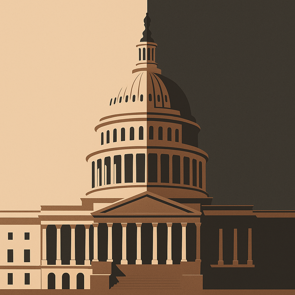 Illustration showing wealth inequality and working-class division in Congress