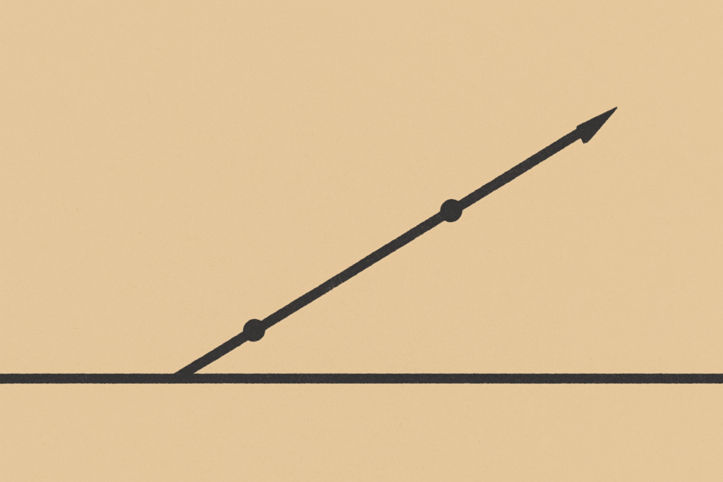 Minimalist charcoal diagonal beam with two markers representing a two-year direction.
