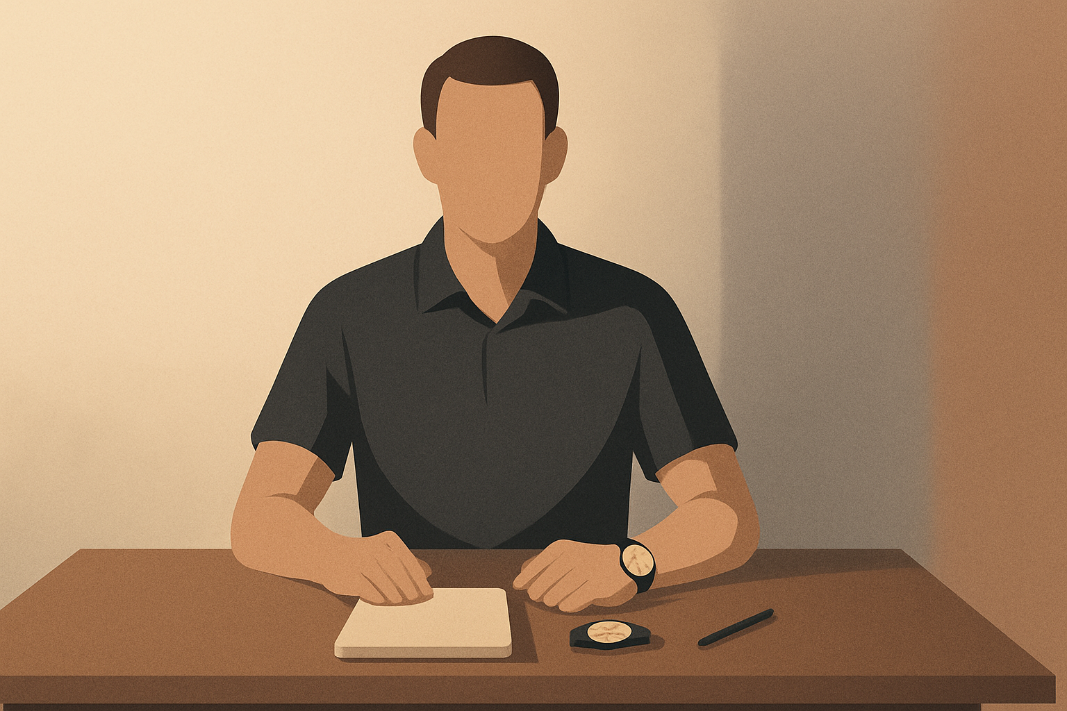 Minimalist illustration representing what makes a man a man through discipline, steadiness, and focused presence.