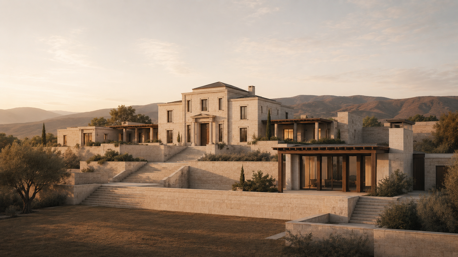 Relationship Structure Framework legacy image showing a timeless architectural estate with generational additions, symbolizing continuity, inheritance, family culture, and enduring stability.