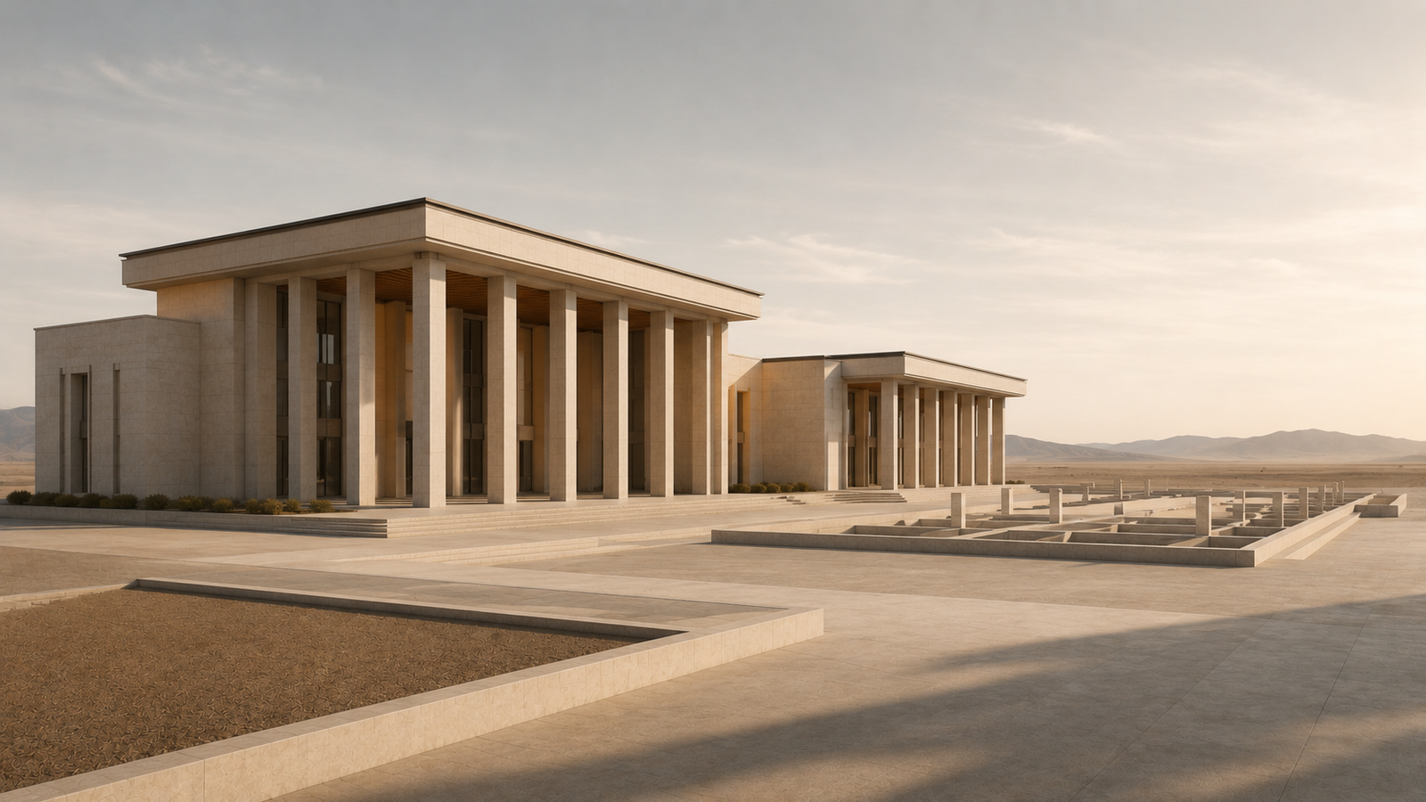 Relationship Structure Framework planned growth image showing a civic building with a completed wing and a prepared foundation, symbolizing healthy relationships designed for future expansion.