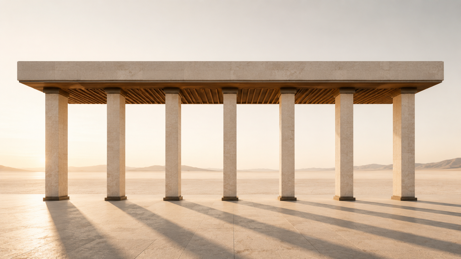 Relationship Structure Framework shared responsibility image showing a broad roof supported by seven evenly spaced columns, symbolizing balanced leadership, distributed responsibility, and relationship stability.