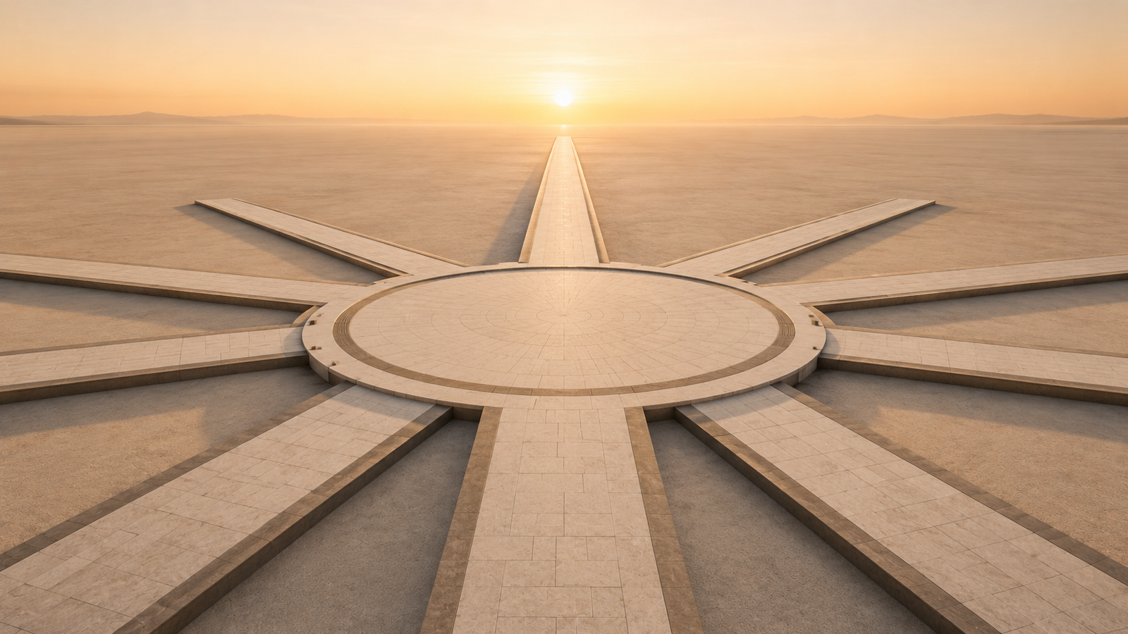 Relationship Structure Framework image showing a circular civic plaza with seven pathways extending outward, symbolizing shared foundation, unity before expansion, and healthy relationship structure.