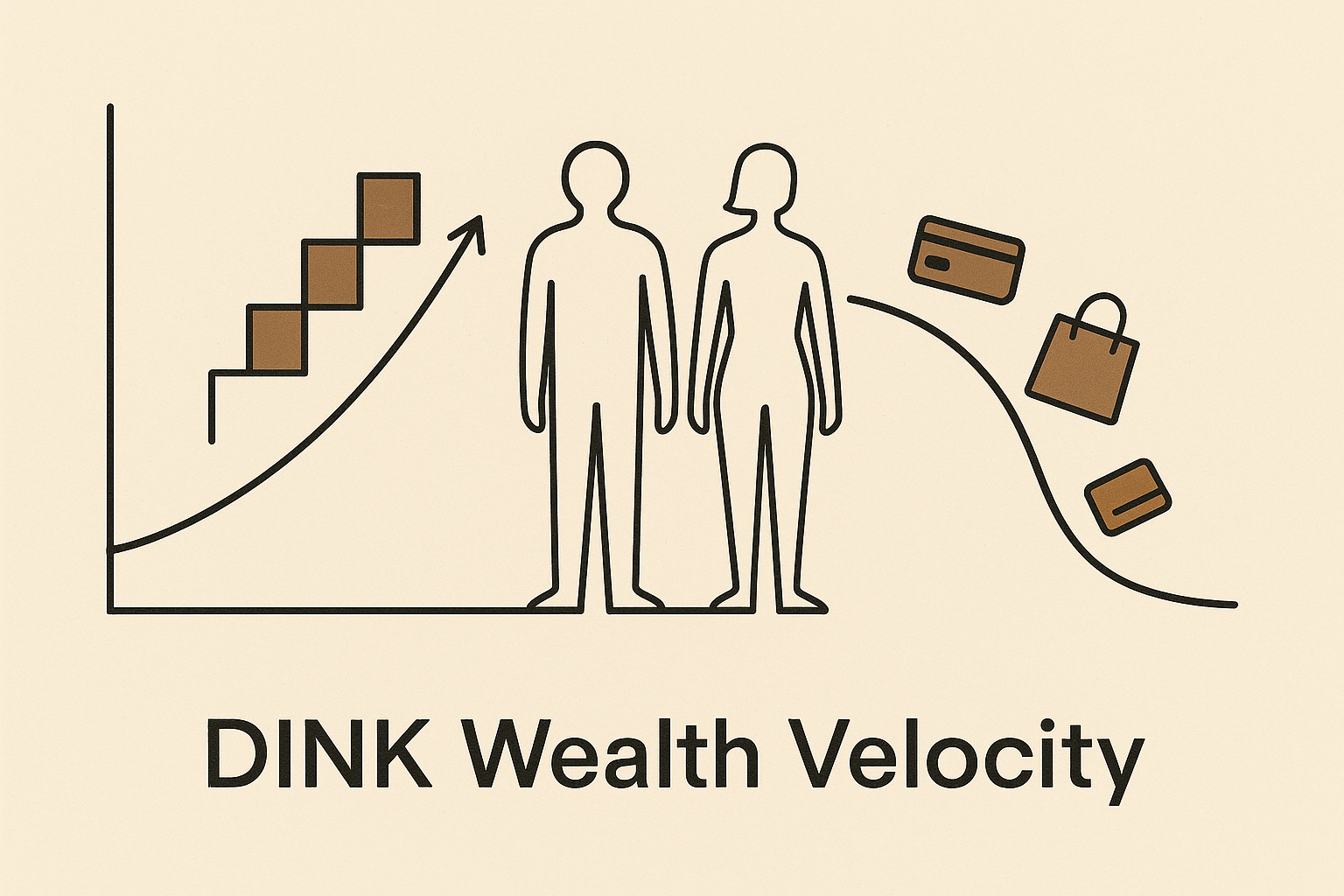 Minimalist illustration visualizing DINK wealth inequality through diverging financial paths