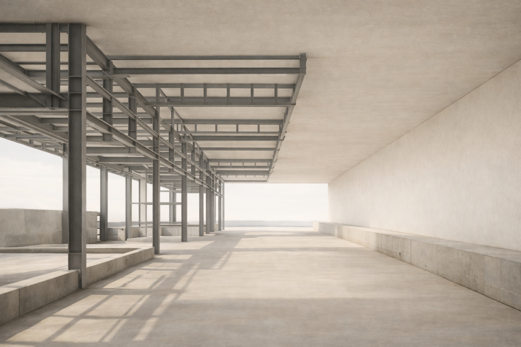 Minimalist architectural framework symbolizing learning systems, adaptive thinking, and future-ready skill development.