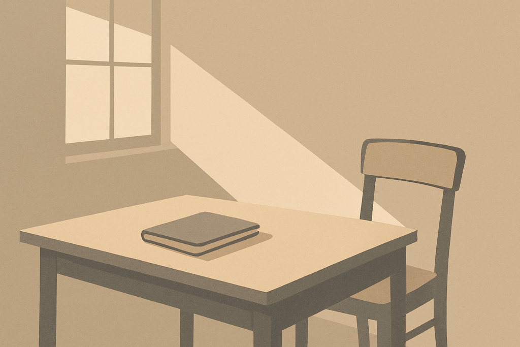 Minimalist warm-sand illustration symbolizing re learning rest through stillness and intentional pause.