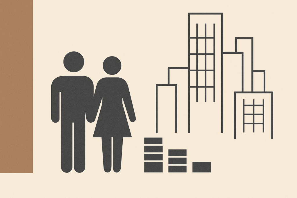 Minimalist illustration representing DINKs and how dual income becomes financial leverage.