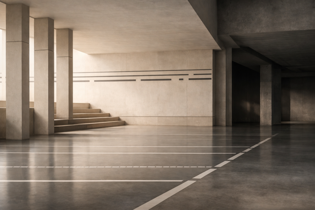 Metrics distortion illustrated through architectural structure where visible measurements overshadow critical load-bearing elements.