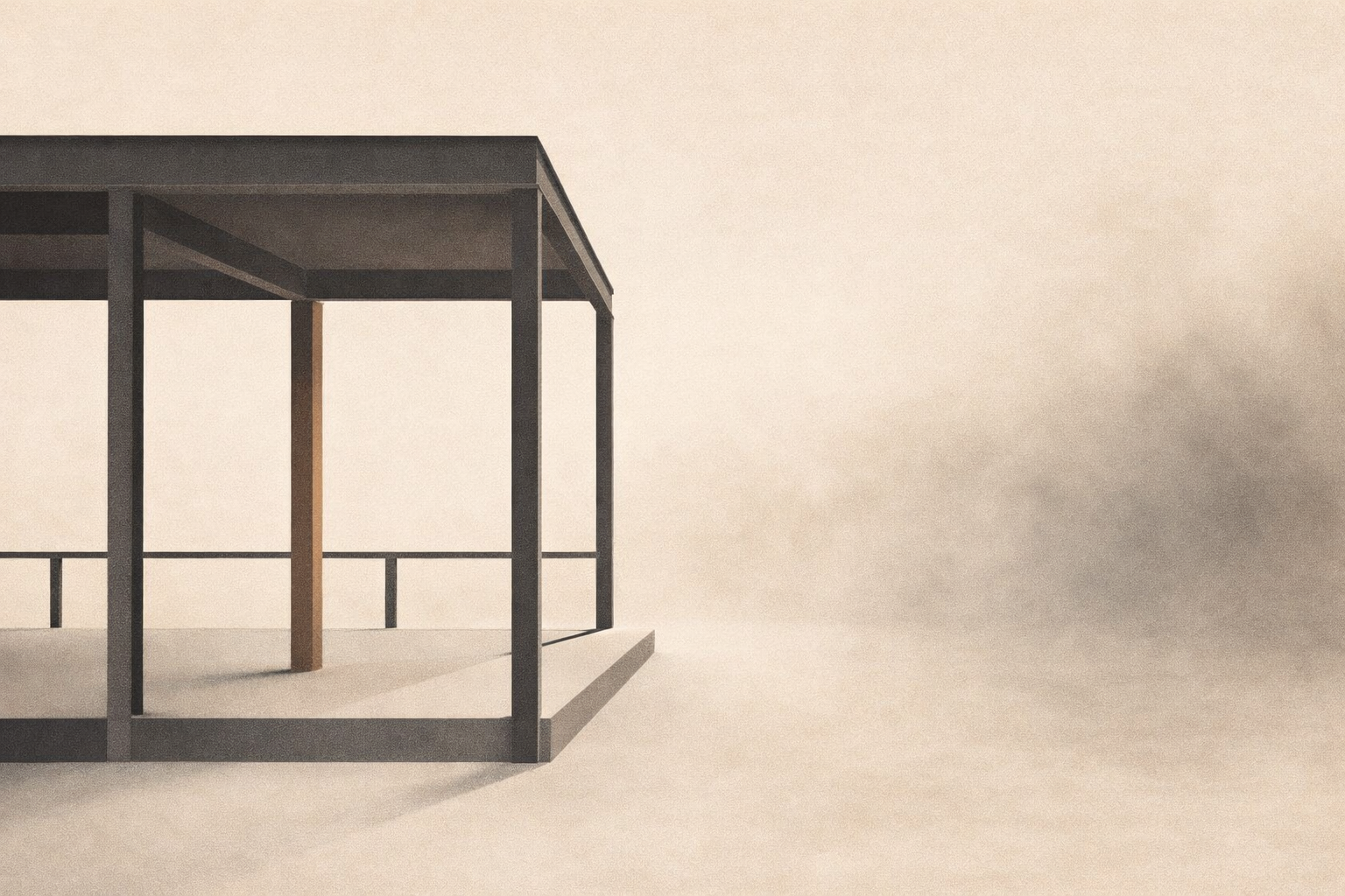 Minimalist architectural illustration showing clarity versus control in relationships through defined structure and fading ambiguity