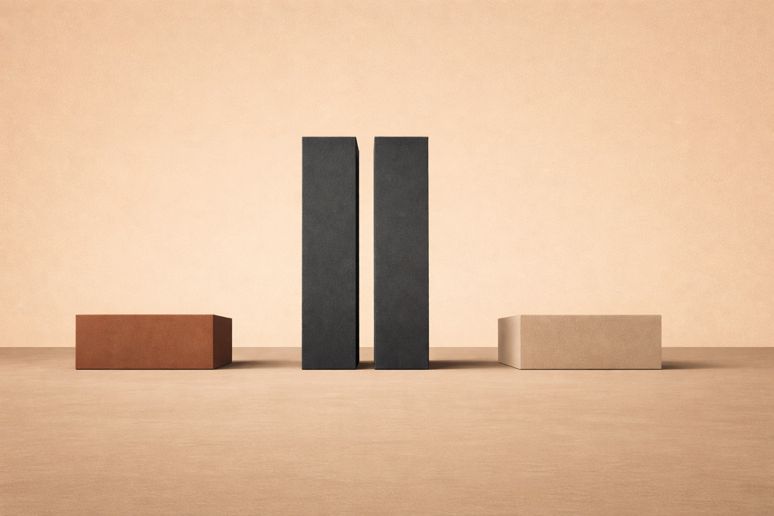 Ultra-wide minimalist architectural illustration symbolizing relationship clarity and boundaries through two parallel pillars and defined space.