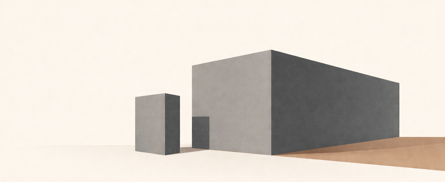 Minimalist architectural illustration representing detachment vs growth through emotional distance and reflective separation.