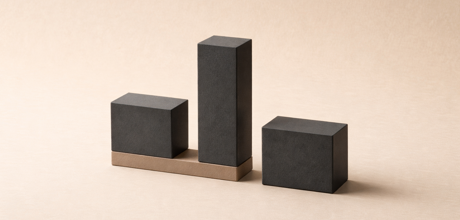 Minimalist editorial image representing discernment and timing through proportion and staggered alignment.