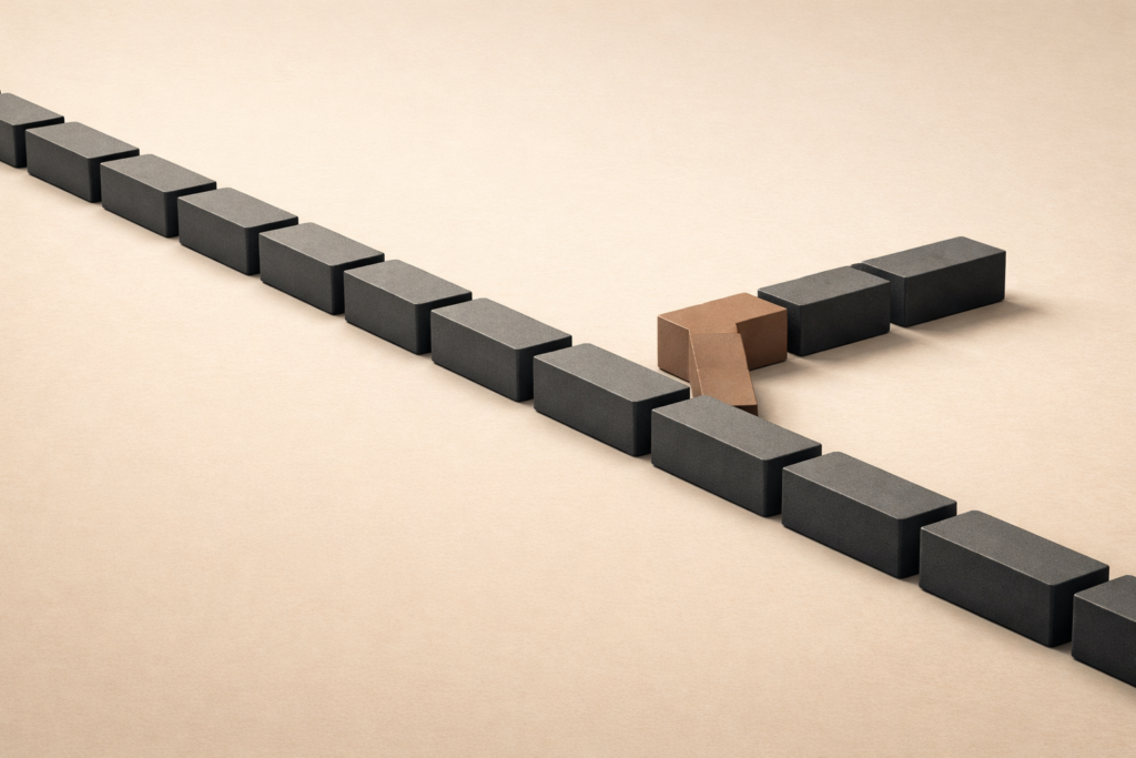 Minimalist editorial image representing discernment as direction and discipline as repetition.