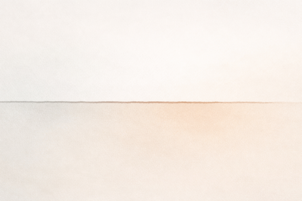 Minimalist editorial illustration showing a quiet horizontal boundary line dividing warm and cool tones, representing empathy and accountability.