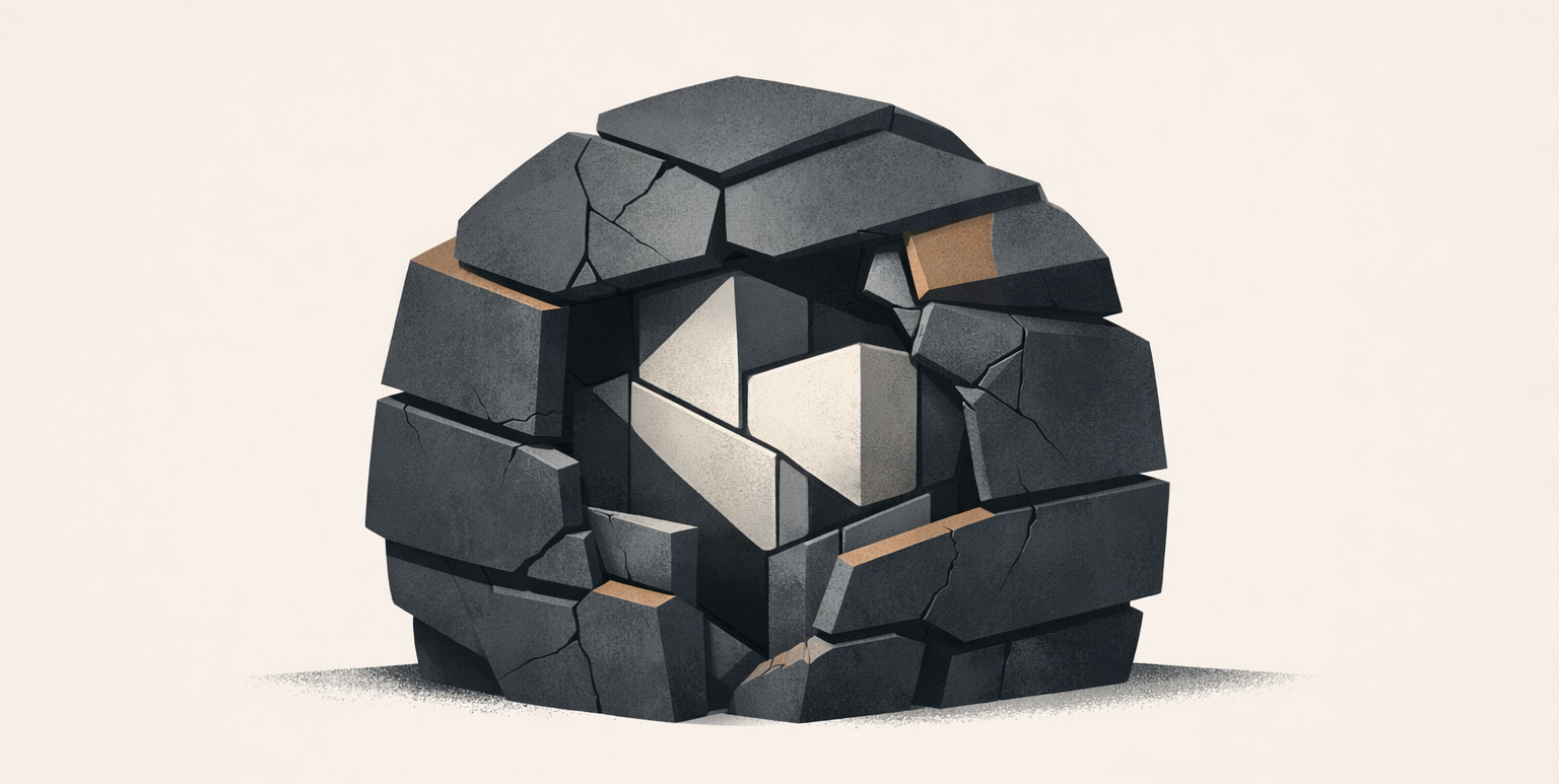 Minimalist architectural illustration showing identity as armor in dating.