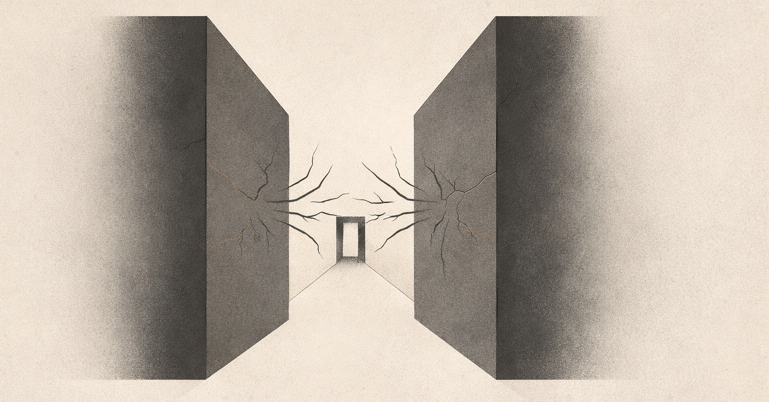 Minimalist architectural illustration representing refusing to listen