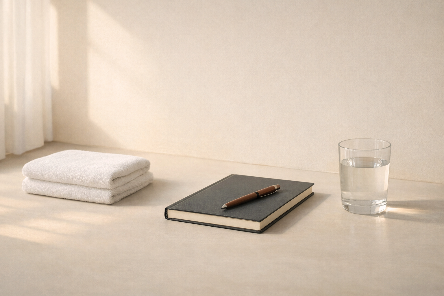 Minimalist illustration representing health as discipline through order, routine, and self-governance.