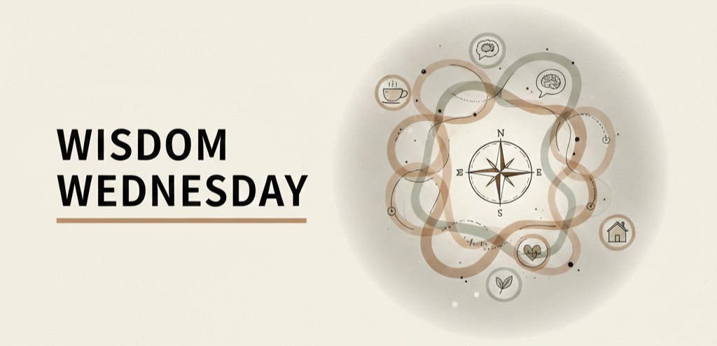 Wisdom Wednesday series banner representing stillness, restraint, and emotional order