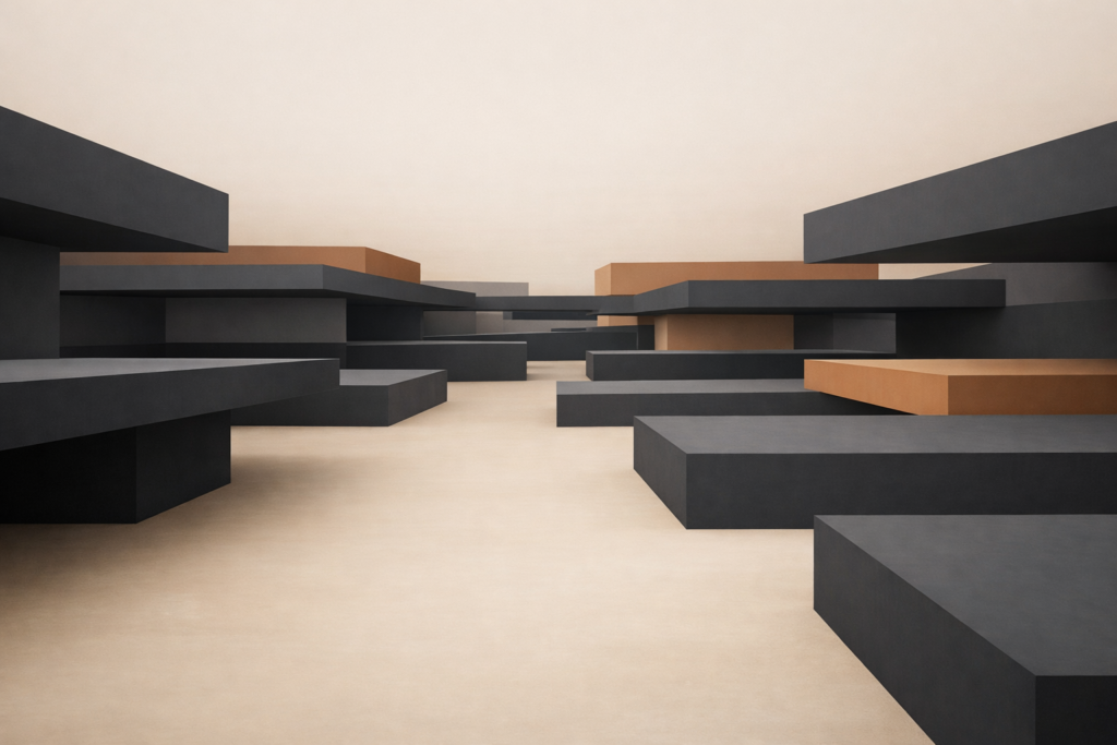 Minimalist architectural scene representing false urgency without an actual emergency