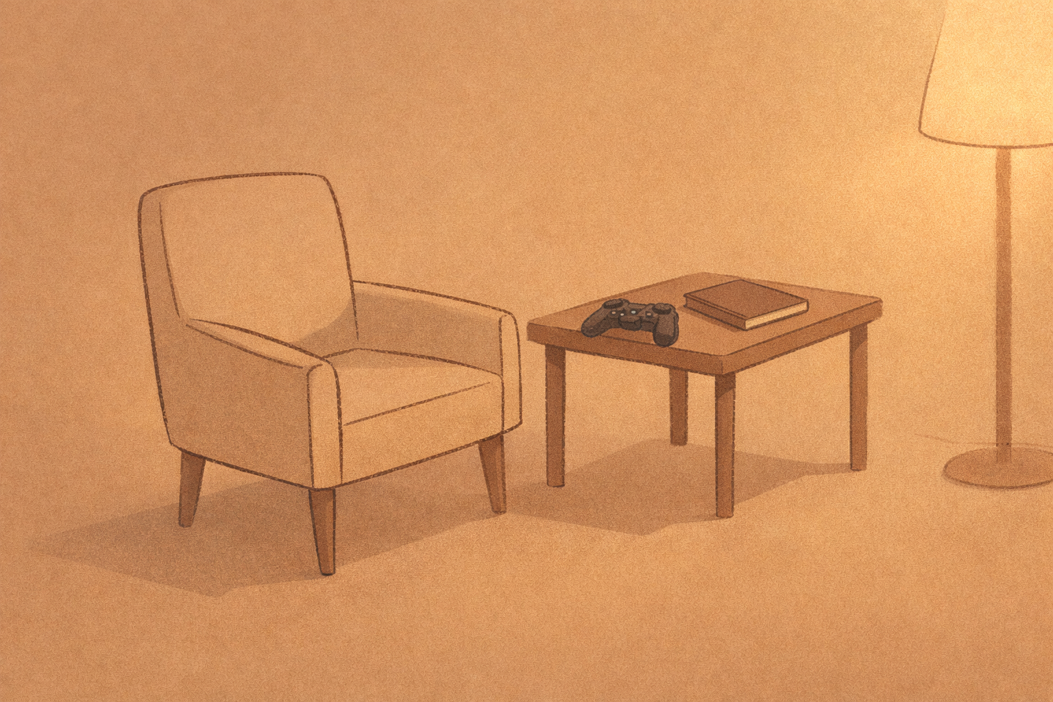 Gaming escape vs rest illustrated through a calm room showing disciplined leisure and self-regulation.