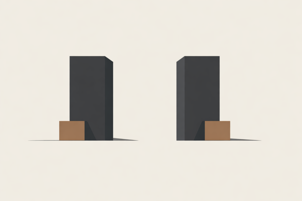 Minimalist architectural illustration symbolizing reciprocity and mutual alignment in relationships.