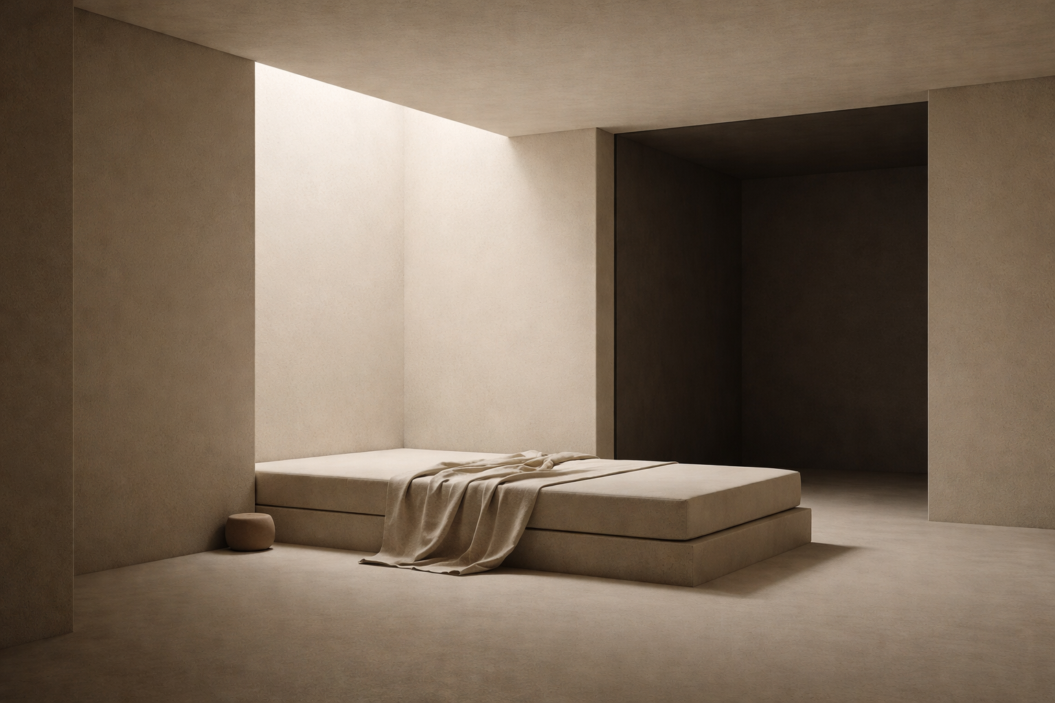 Minimalist architectural interior representing why rest doesn’t make me feel rested due to unresolved structure