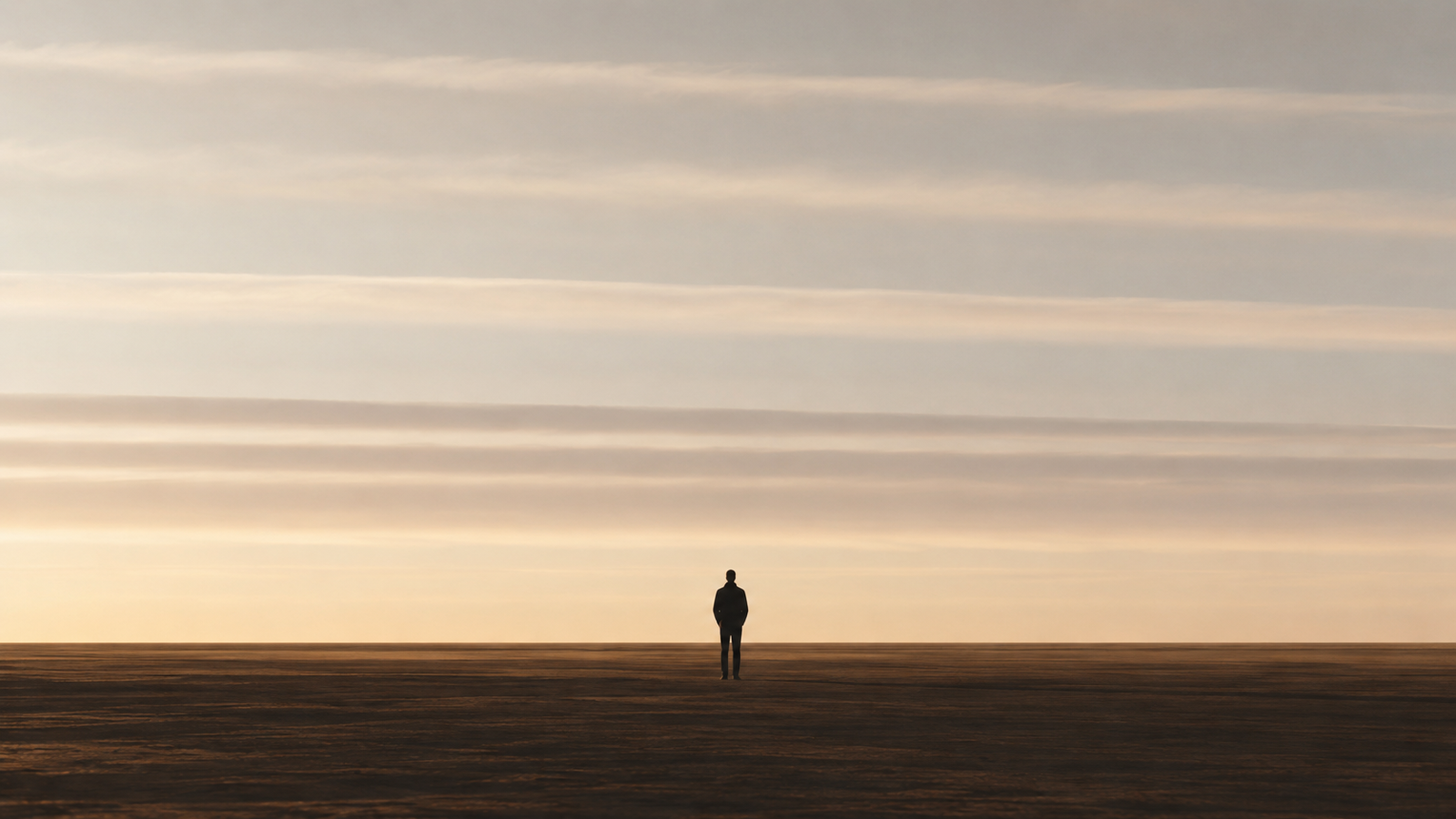 Minimalist atmospheric illustration representing The Soul Weather Report Clear condition through balanced horizontal sky bands, open visibility, and stable internal weather.