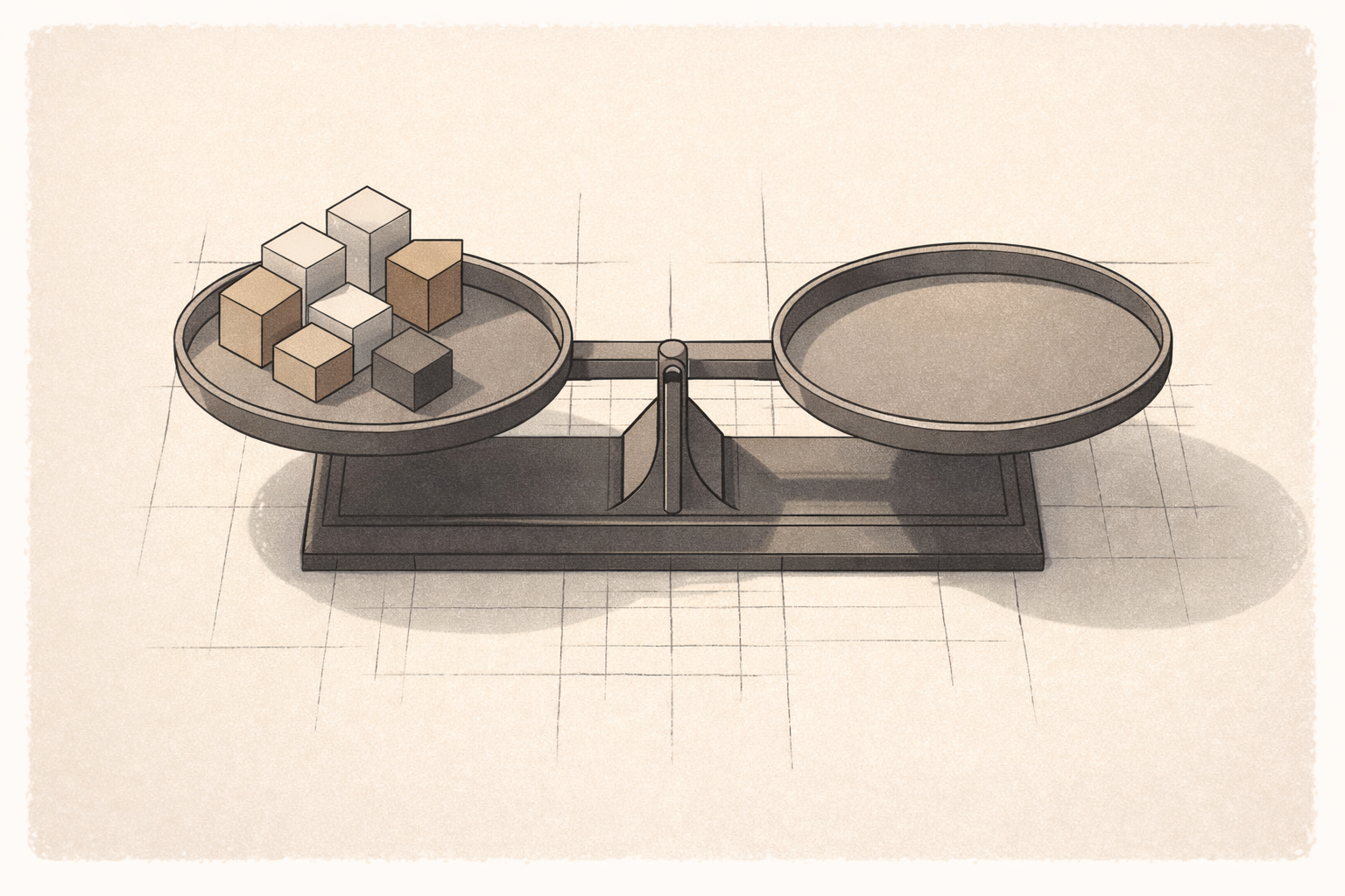 statistics are not moral verdicts illustrated by a balanced structural scale stabilized by an underlying grid