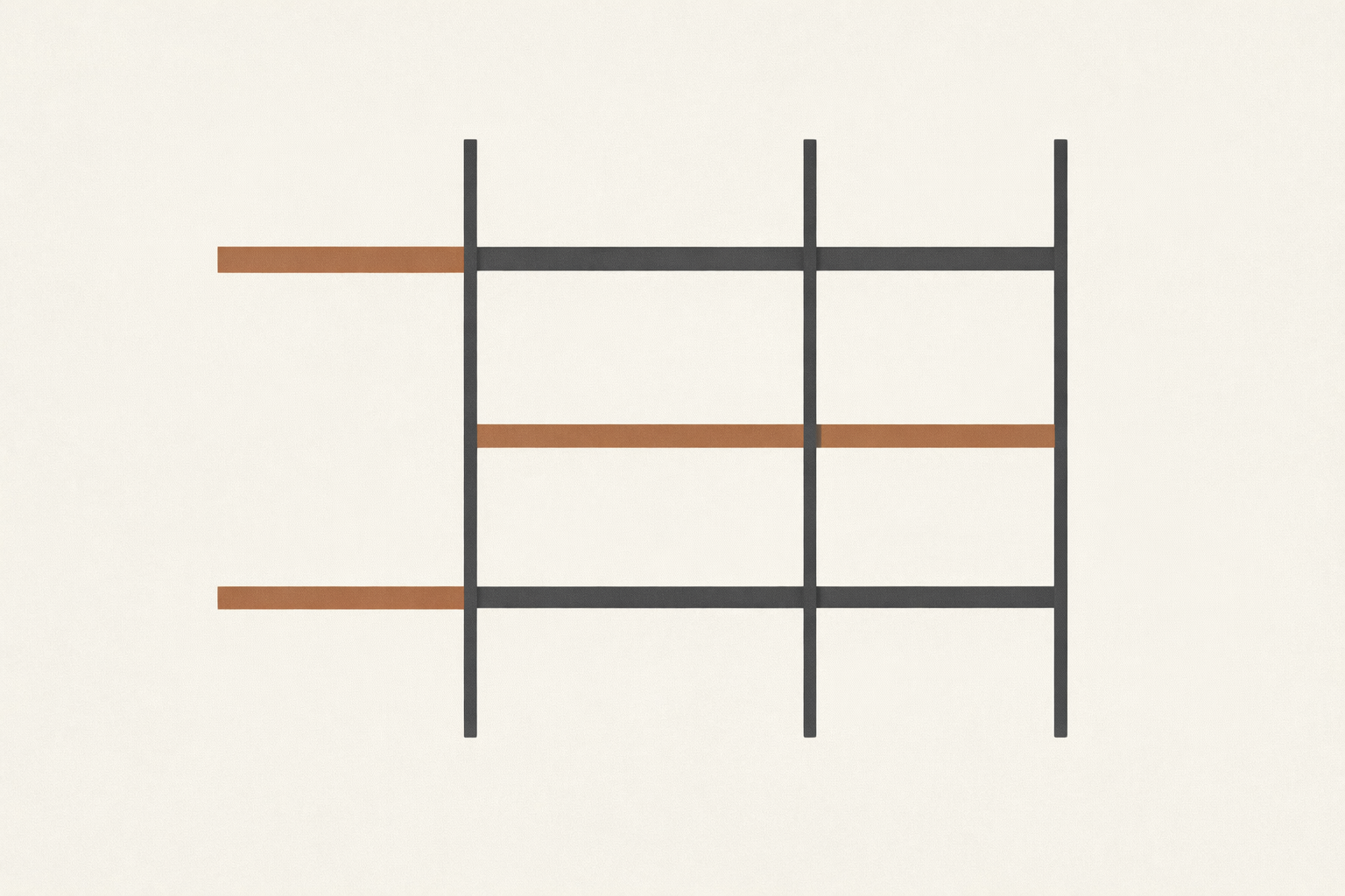 Minimalist editorial illustration showing fixed time blocks, representing how to lock daily hours and create predictable structure.