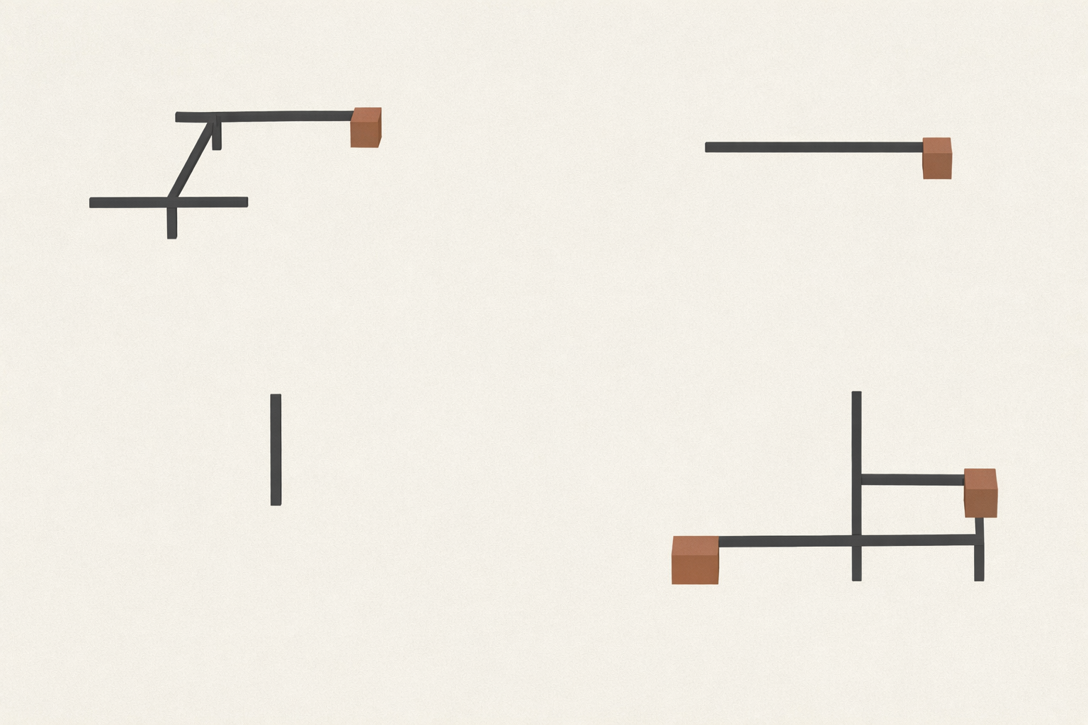 Minimalist architectural illustration with a reduced structural frame and open negative space, representing narrowed inputs and disciplined focus.