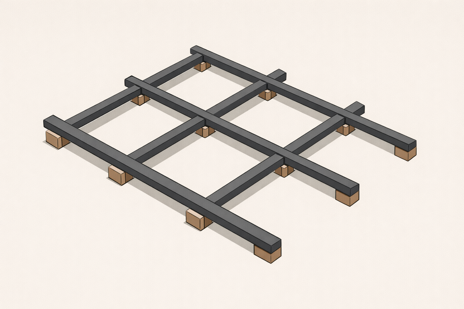 Minimalist architectural foundation viewed from above, representing discipline, restraint, and structural clarity.