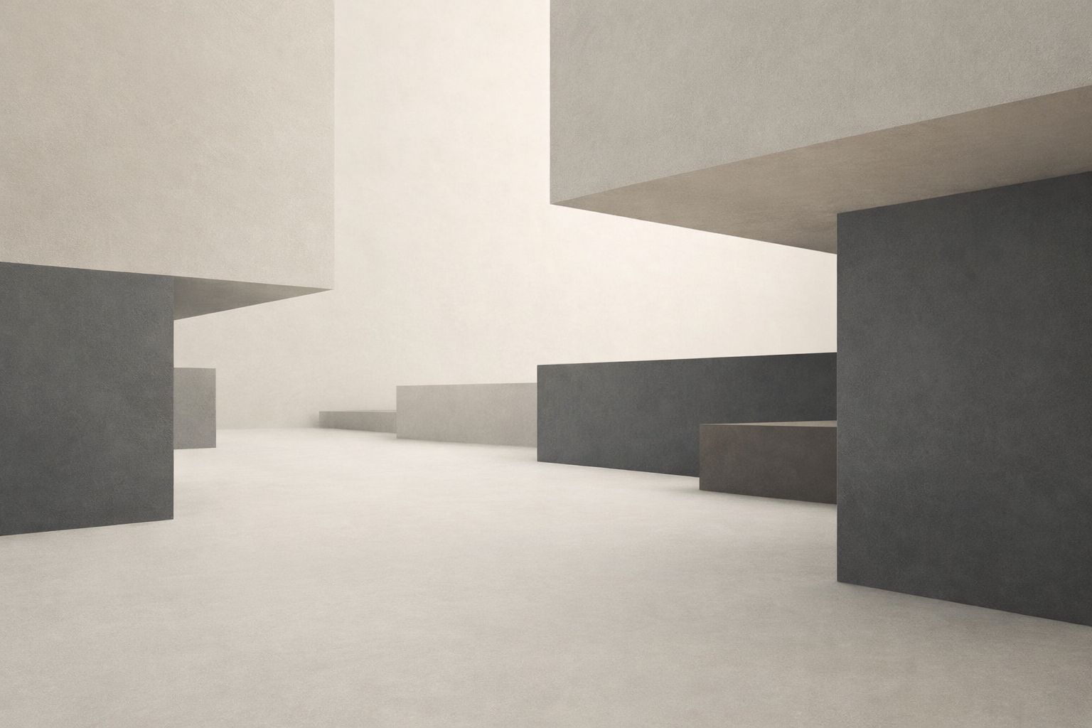 Minimalist architectural space representing why everything feels urgent due to lack of structural boundaries