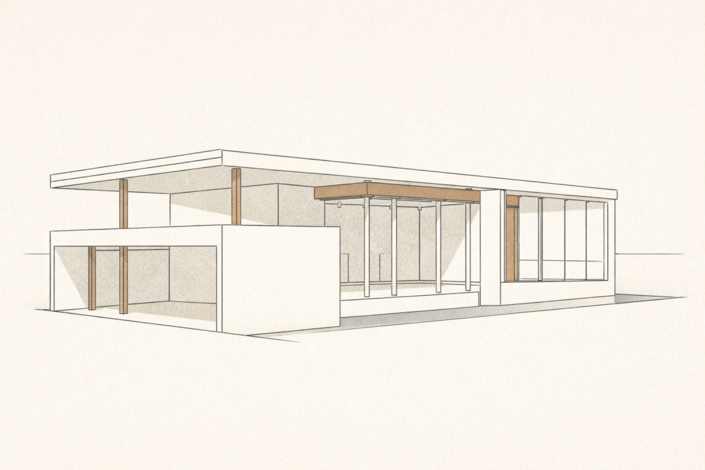 Minimalist architectural illustration showing relationship expectations without sustaining structures