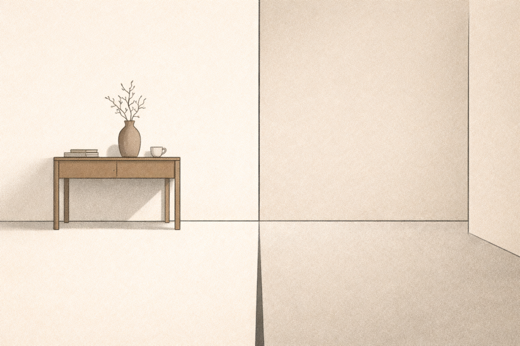 Minimalist illustration showing clarity creating boundaries that disrupt prior comfort