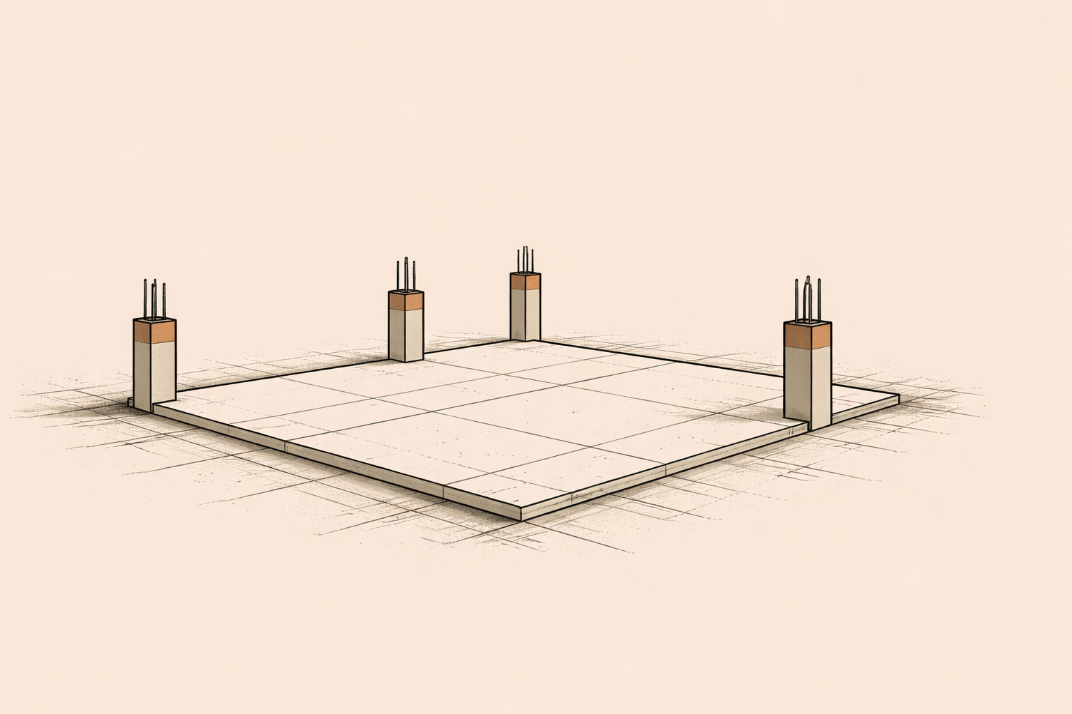 Why deconstruction feels like progress illustrated as an open foundation with faint grid lines before rebuilding begins