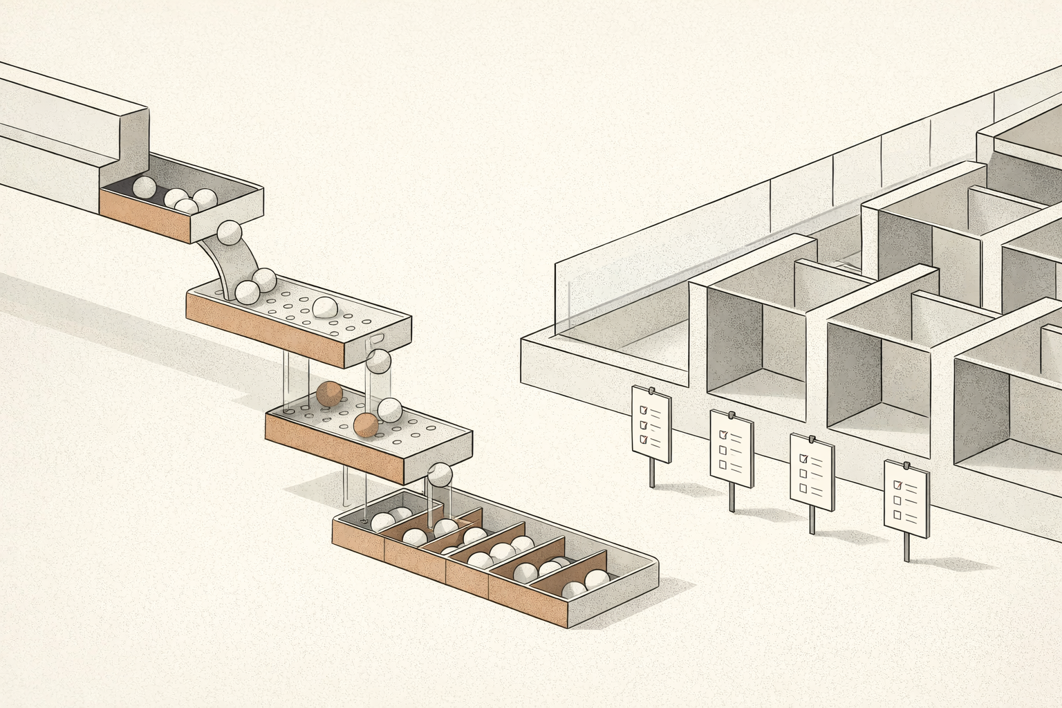 Filters don’t create better partners illustrated as a civic system that screens inputs without building capability