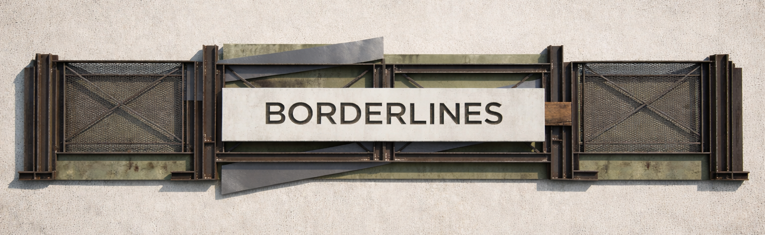 Ultra-wide minimalist editorial banner representing the Borderlines series through a calm horizontal boundary line and tonal contrast.