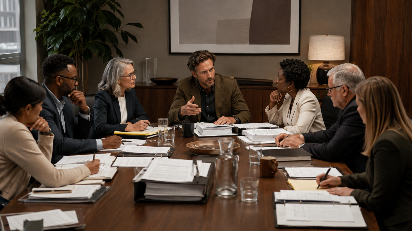 Boards vs founders institutional control shown during a formal board meeting