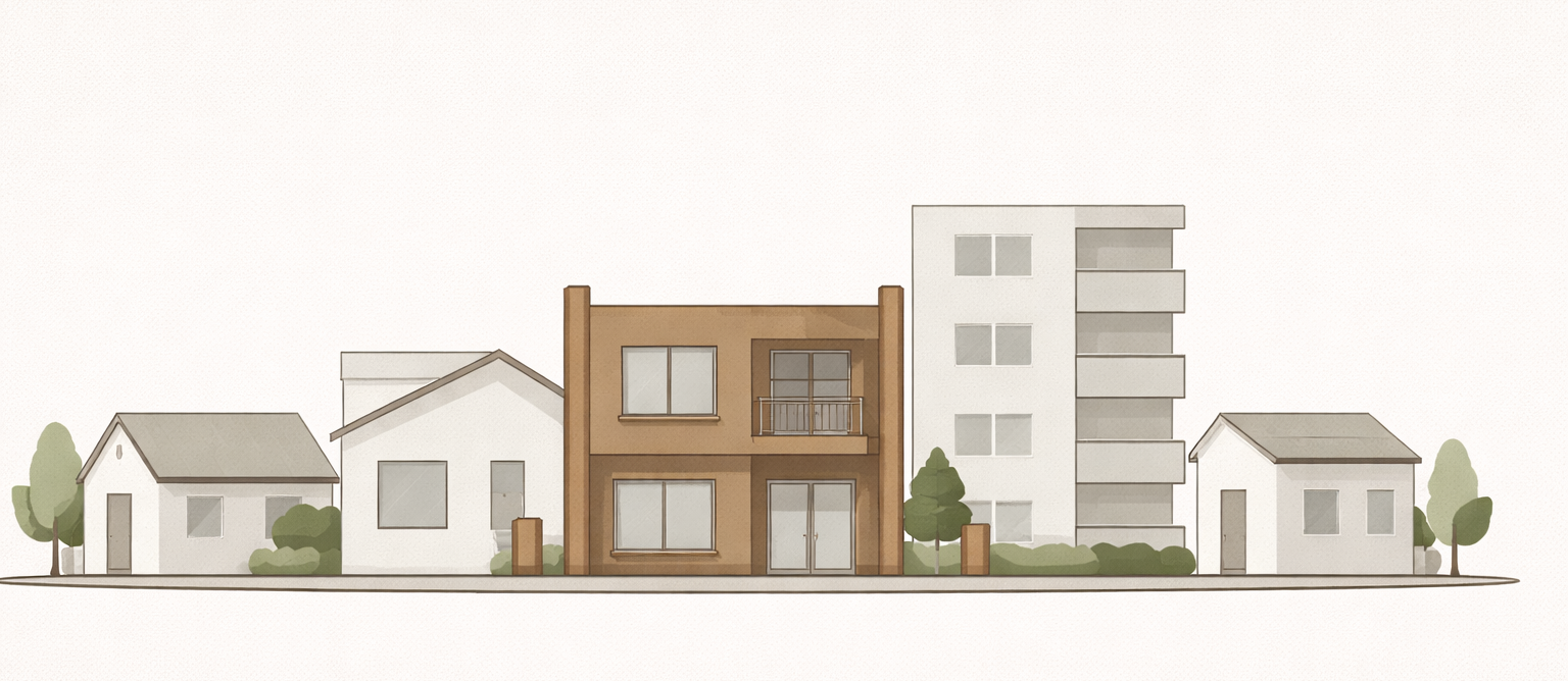 Block logic enforcement illustrated through minimalist neighborhood blocks with firm boundaries protecting shared standards.