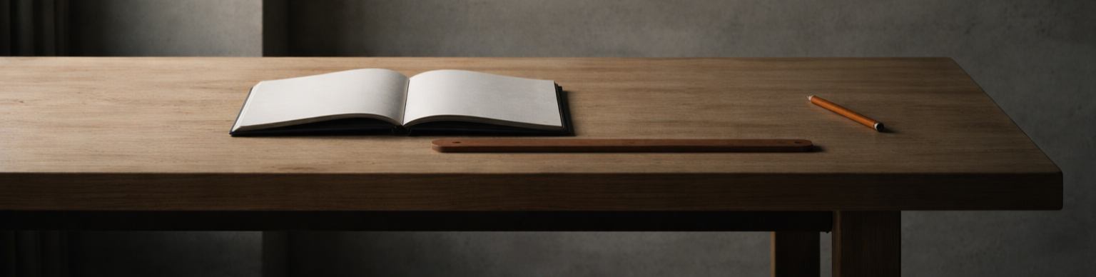 Journal category slim banner representing disciplined reflection and emotional self-audit.