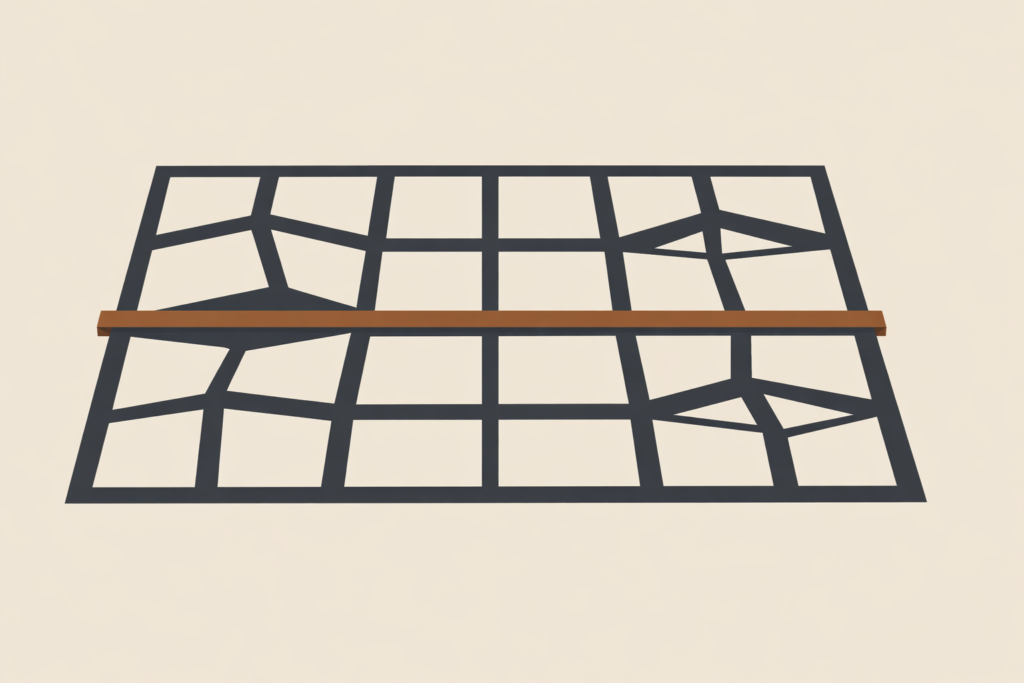 Chronic stress cost represented as structural pressure on a system grid.