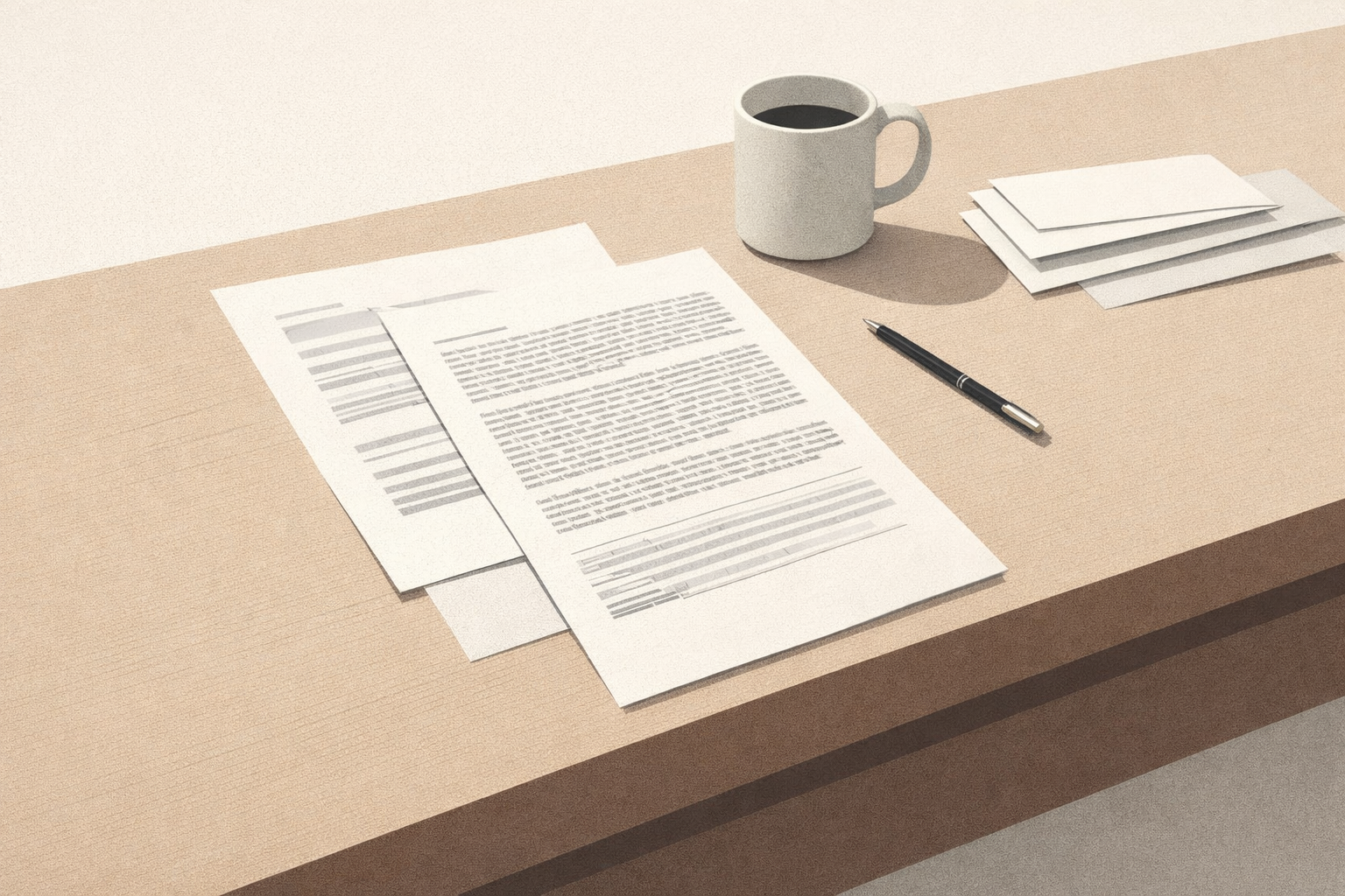 Kitchen table politics policy fine print document layered on wooden table with structural beam beneath