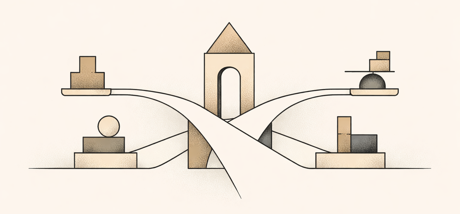Minimalist illustration representing practical decision making frameworks and structured thinking